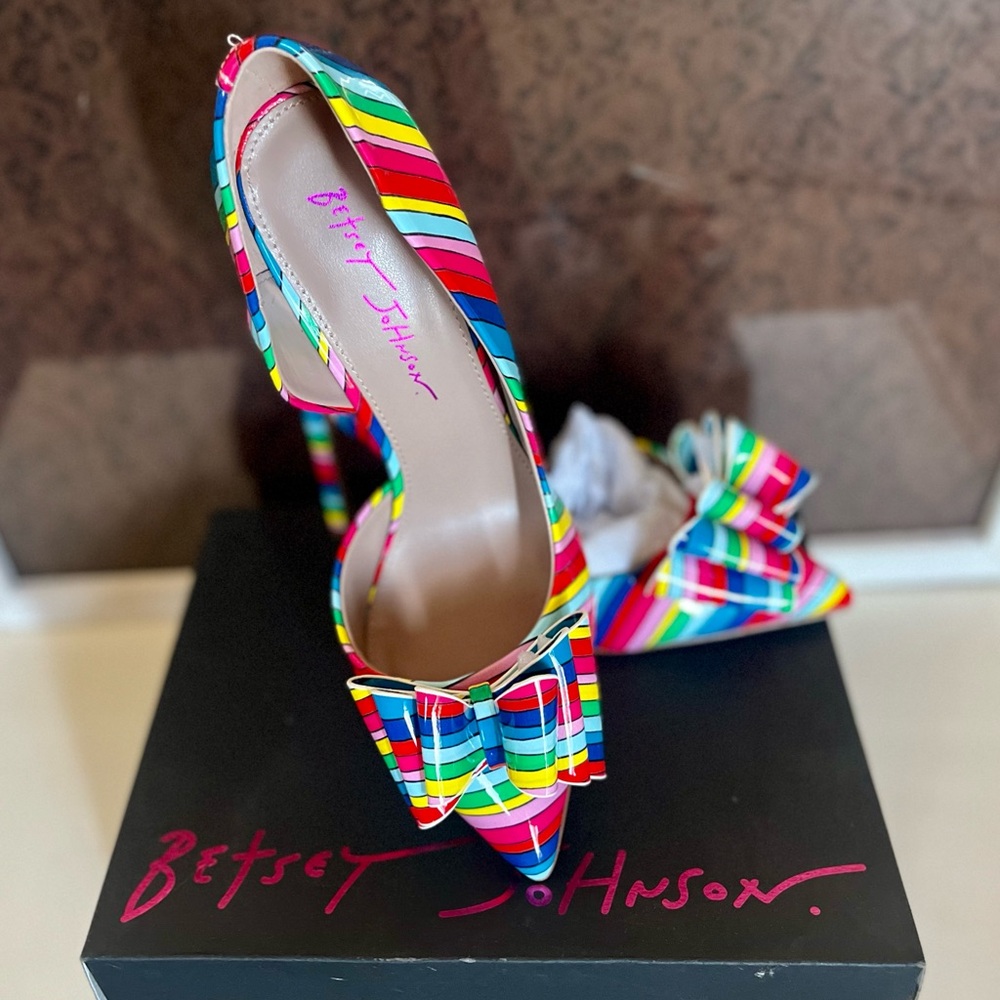 Betsey Johnson Prince Rainbow Bow Pumps